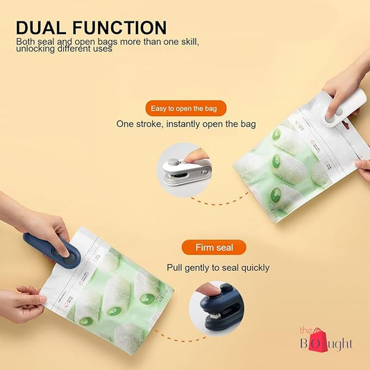 Portable Mini Sealing Machine 2 in 1 USB Rechargeable Magnetic Heat Sealing and Cutting Bag Sealer, Plastic Bag Sealing Machine, Multicolour-Food Sealing Clips & Lids-Muaazon Store-22927