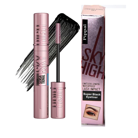 Pippal Sky High Eyeliner 1 Pcs with Mascara Ultra Volume Up Volumizing Mascara for Bold And Dramatic Lashes Long Lasting Waterproof 10Gm (Pack of 1)-Mascara-Muaazon Store-6255